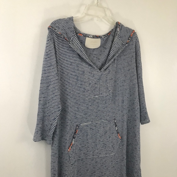 Puella Blue Striped Hooded 3/4 Sleeve Tunic Small - Picture 4 of 8